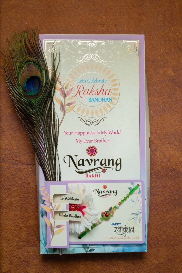 Mor Pankh Golden Finish Pendant Rakhi
